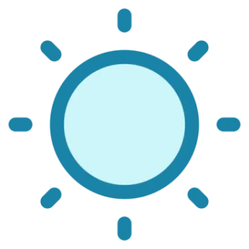 a blue and white sun icon
