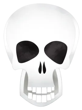 a white skull mask with black eyes
