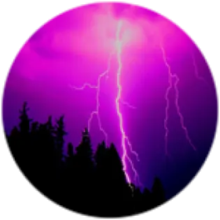 a purple circle with lightning in the sky