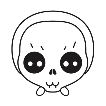 a black and white drawing of a skull