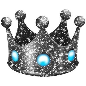 a black and white crown with blue eyes