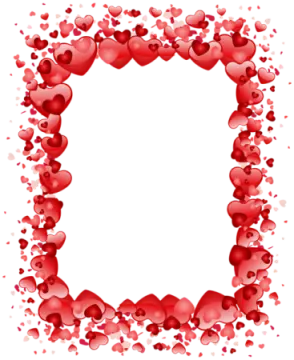 a frame made up of red hearts