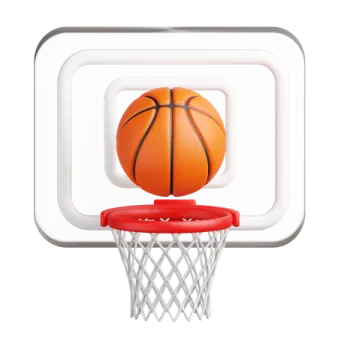 a basketball hoop with an orange ball on it