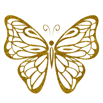 a gold butterfly on a white background