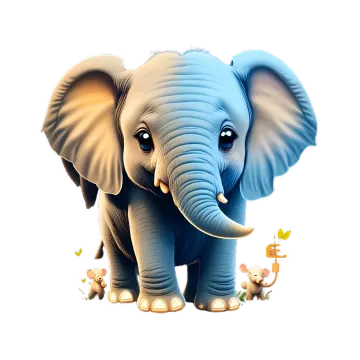 an elephant is standing in front of a white background