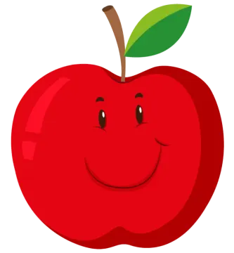 an apple with a smiling face