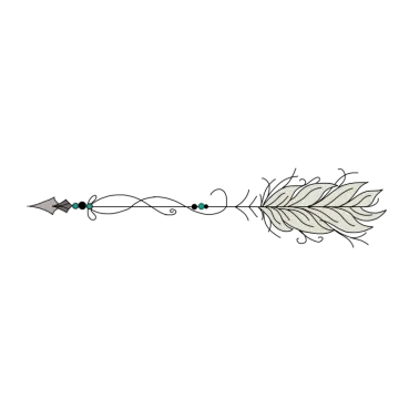 a black and white drawing of a feather