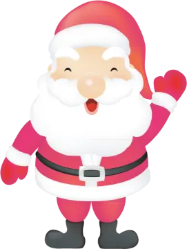 a cartoon santa claus with his hands up