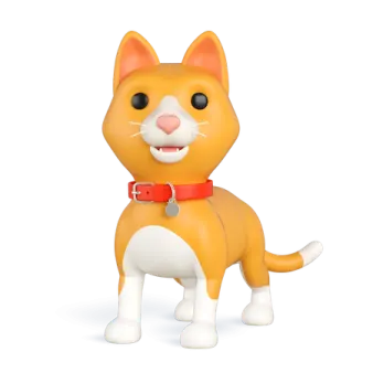 an orange and white cat with a red collar