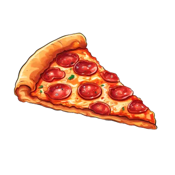 a slice of pizza on a white background