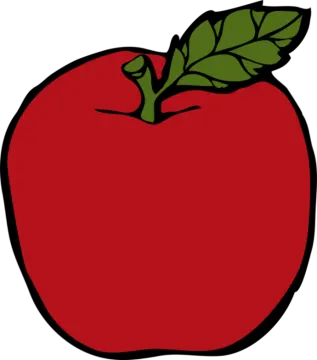 an apple with a leaf on it