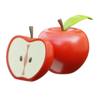 a red apple and an apple slice