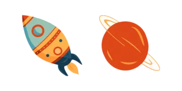 an image of a rocket and a planet