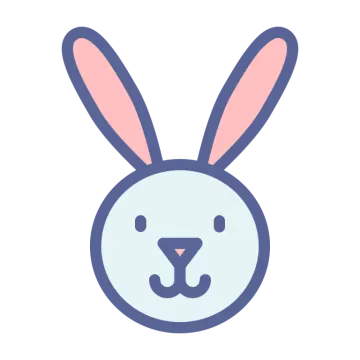 a rabbit's head with pink ears
