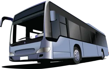 the bus is blue and white