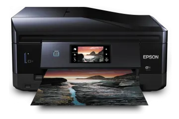 a printer with an image of a mountain scene