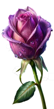 a purple rose with water droplets on it