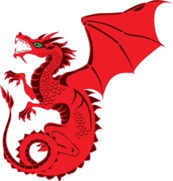 a red dragon on a white background