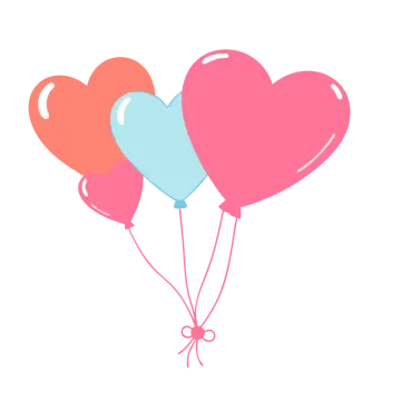 a bunch of heart shaped balloons