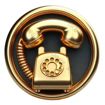 a golden telephone on a white background