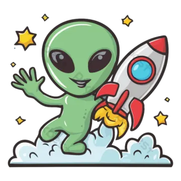 an alien with a rocket in his hand