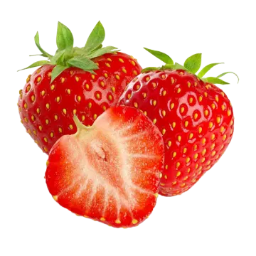 two strawberries on a white background