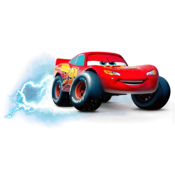 a red car with lightning on it