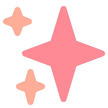 a pink star with three smaller stars in the middle