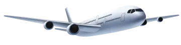 an airplane flying in the air on a white background