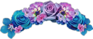 a flower crown with purple and blue flowers