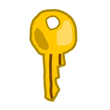 a yellow key on a white background