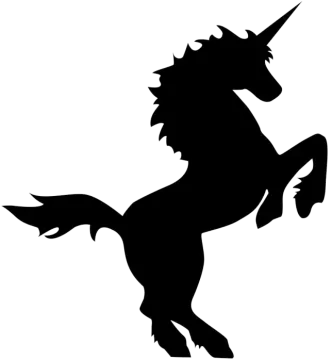 a black and white silhouette of a unicorn