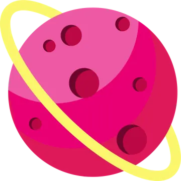 a pink ball with yellow circles around it
