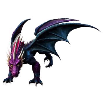 a purple and black dragon with large wings