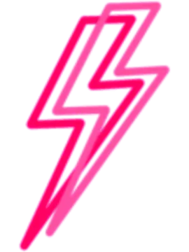 a pink lightning bolt on a white background