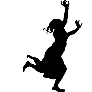 a silhouette of a woman jumping in the air