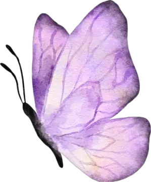 a watercolor painting of a purple butterfly