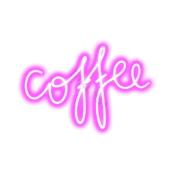 a pink neon sign with the word coffee