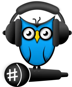 an owl with headphones and a microphone