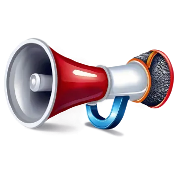 a red and white megaphone on a white background