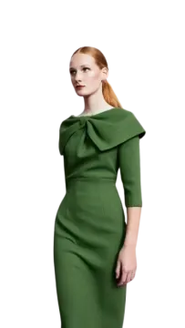 a woman in a green dress