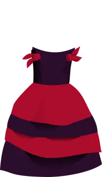 a red dress with black and white stripes