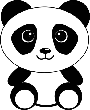 a black and white panda bear with big eyes