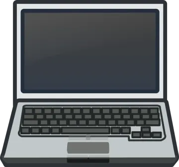 a laptop computer with a blank screen