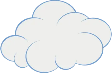 a white cloud with blue outlines