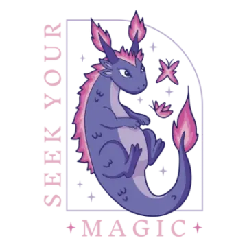 a purple and pink dragon sitting on top of a white background
