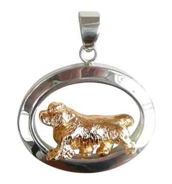 a golden retrieve dog in a circle pendant