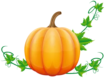 a pumpkin with green leaves on it