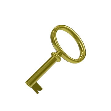 a gold key on a white background
