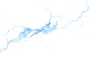 a white background with blue lightnings